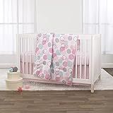 Little Love by NoJo Pink, Aqua, Grey and Rose Bubble Dot - 3 Piece Crib Bedding Set - Comforter, Fitted Crib Sheet and Dust Ruffle