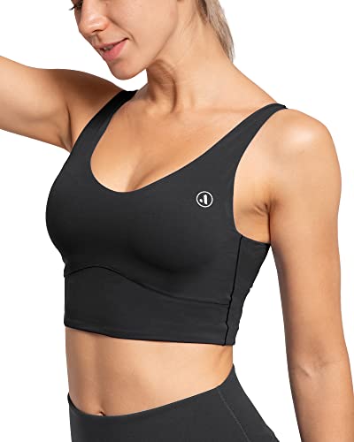 AKASO Soutien-gorge de sport long rembourré pour femme, noir, Taille M Cover