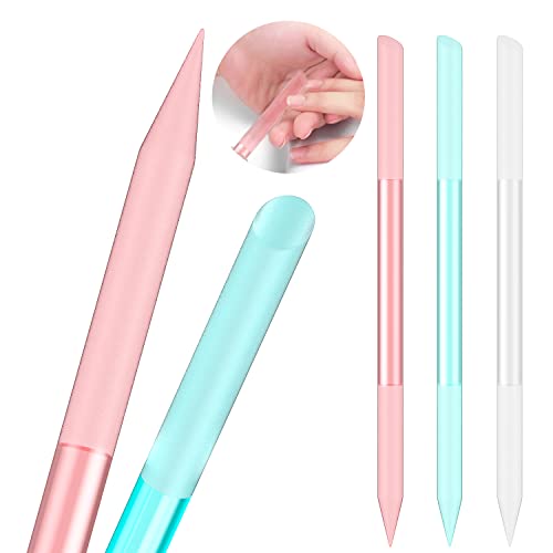 Nagelhautschieber aus Glas, 3 Stück, für Frauen und Mädchen,ohrfeilen aus gläsern, panzergläsern, sandsteinfarbenen nagelgläsern für die familien Von nagelstudios (Weiß, Rosa, Babyblau) Cover