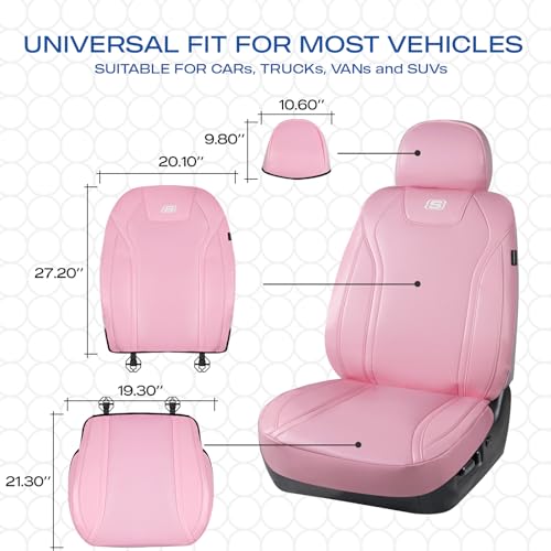 Skechers Seat Covers Memory Foam-Luxury Leather Car Seat Covers, Breathable Comfort & Support Front Seat Cover Airbag Compatible, Automotive Universal Fit Most for SUVs, Vans, Cars, Trucks,Pink by Skechers - Used condition - Image 5