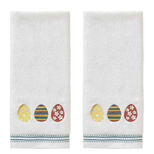 Image of SKL Home Easter Egg Line Hand Towel 2pc Set for Bath /Kitchen /Bar & Gift, White