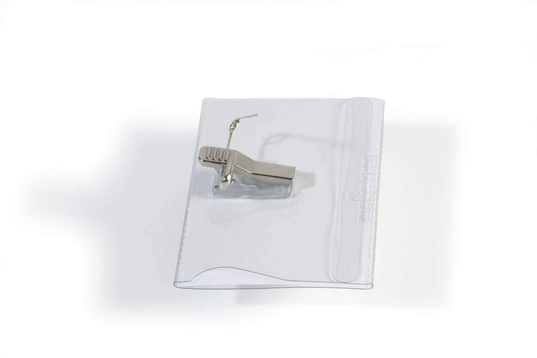Durable Namensschild (mit Kombiklemme, 54 x 90 mm) Packung à 50 Stück, transparent, 810119