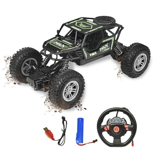 Surplex Remote Controll Car with Damping system, 1:18 All-Terrains Off-Road Vehicle Monster Truck Toy with Rechargeable Battery, Fast Short Course RC Car Toy Gifts for Adult Kid Boy, Green