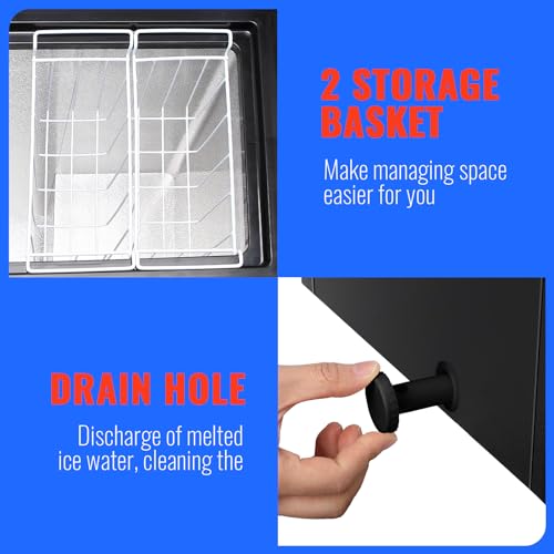 5.0 CU.FT Deep Freezer Top Open Door Mini Chest Freezer with Removable Storage Basket for Home Kitchen Garage