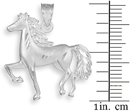 Animal Kingdom 925 Sterling Silver Satin Finish Horse Charm Pendant Necklace, 22" - Image 3