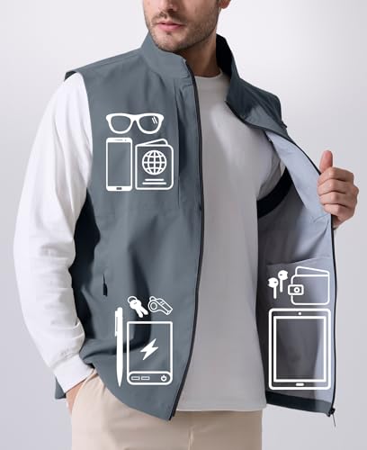 Image of Susclude Men's Quick Dry Lightweight Softshell Vest Windproof Sleeveless Jacket for Fishing Work Golf Hiking Casual Travel