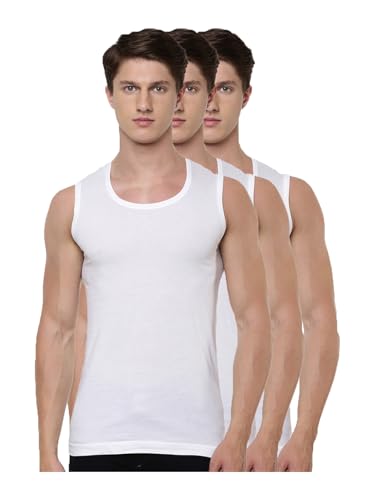 Image of RAMRAJ COTTON Men White Round Neck Sleeveless Undershirt Vest|Inner Wear Banian|Light Cotton