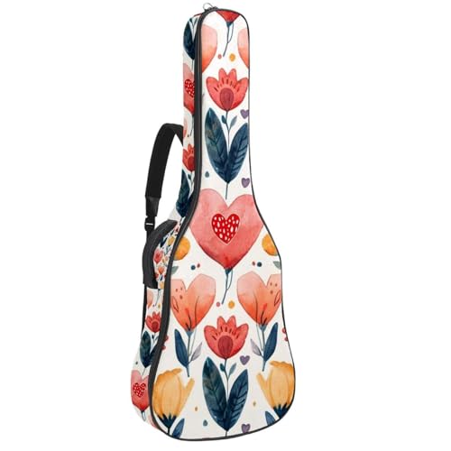 Housse guitare acoustique 109 cm étui souple étanche à motif fleurs