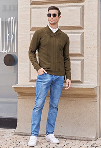 Nitagut Mens Soft Pullover Sweater Slim Fit Exquisite Cable Knit Sweater Casual Button Pullover Sweater For Man,Kaqi,3Xl #TOP4