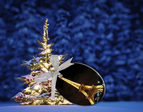 Eiffel Tower At Night Paris France Custom Personalized Porcelain Oval Christmas Ornament Hanging Gift #TOP6