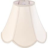 GO&SO 6x13x10.6' Barrel Lamp Shades (Spider) Yellowish Beige Scalloped Lamp Shade -Bell Faux Silk Shades for Floor/Table/Bedside Lamps,Modern Lamp Shade Petal Edge Braid Design -Easy Assembly -1 Pack