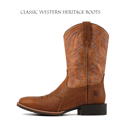 Image of SUREWAY Western Boots For Men - Mens Square Toe Cowboy Boot,Oil /Slip Resistant,Durable Fashionable Classic Pull on 10 Inch Wellington Boots - Soft Toe Work Boots