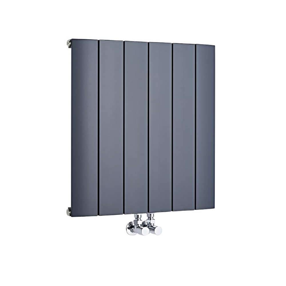 Milano Anthracite Skye Horizontal Single Flat Panel Aluminium Radiator - 600Mm X 565Mm