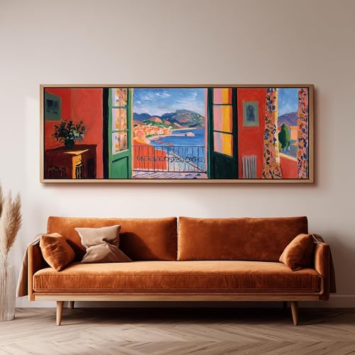 Tableau Matisse vue par la fenêtre toile panoramique salon haut de gamme