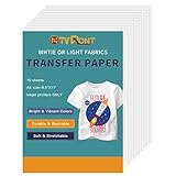 HTVRONT Heat Transfer Paper for T Shirts - 8.5” x11” Iron On Transfer Paper for White and Light Color T Shirt 10Pack Fabric Transfer Paper