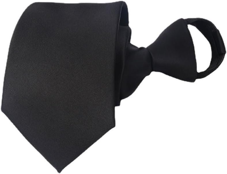 Man Business Formal Wear Black Smooth Surface Zipper Tie Commuting Hotel Banquet Accessories