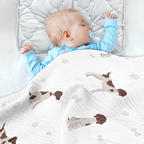 Image of Swaddle Blanket German Shorthaired Pointer Cotton for Infants, Receiving, Lightweight Soft Swaddling for Crib, Stroller, Nursery, Puppy, 30x40 in