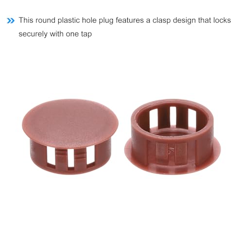 Image of MECCANIXITY 64PCS 22mm(7 /8 inch) Red Brown Plastic Hole Plugs, Flush Type Panel Hole Plugs Insert End Caps for Locking Hole Tubes Furniture Cabinet