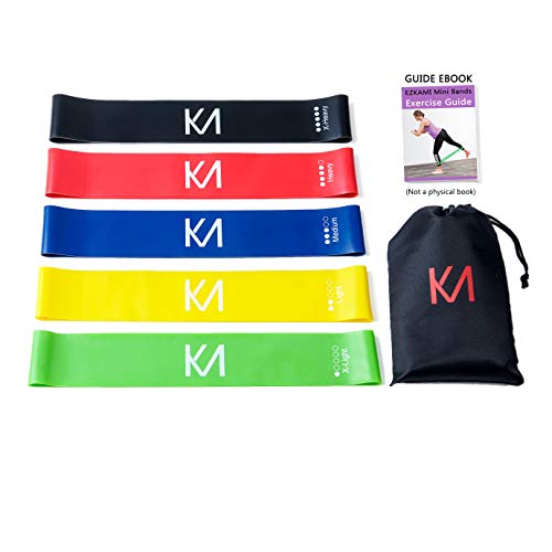 EZKAMI Resistance Bands, Exercise Bands for Booty, Crossfit, Stretching, Strength Training, Physical Therapy, Home Fitness, Workout Bands,Set of 5, 12