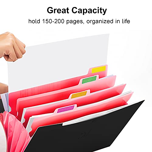 Forvencer Accordion File Organizer, 5 Pockets File Organizer, Expanding File Folder, Black #TOP2