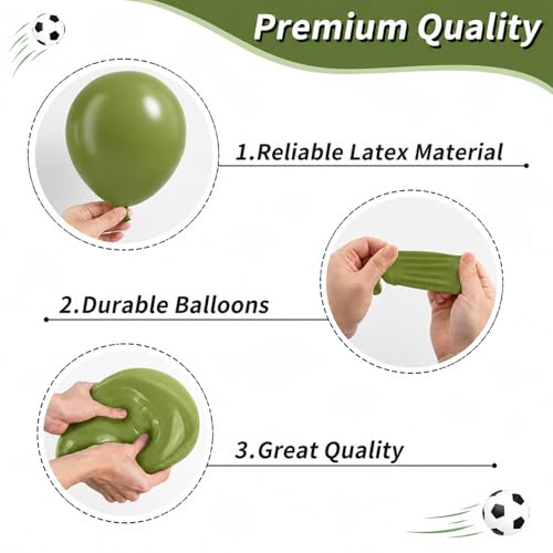 Image of Soccer Balloons, 60 Pcs 12 Inch Green Black White Balloons with Soccer Print for Boys Birthday Sports Party Soccer Theme Decorations