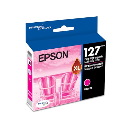 EPSON 127 DURABrite Ultra Ink Magenta Cartridge For NX-530, NX-625, WF-3520, WF-3530, WF-3540, WF-545, WF-60, WF-630, WF-633, WF-635, WF-645, WF-7010, WF-7510, WF-7520, WF-840, WF-845