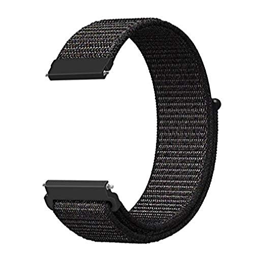 GetTechGoUnisex-adult Soft Nylon Strap Compatible with Samsung Galaxy Watch 3 41mm, Galaxy 42mm, Active, Active 2/AmazeFit BIP, Lite, GTS, GTR/RealMe Classic with 20mm Lugs - Black