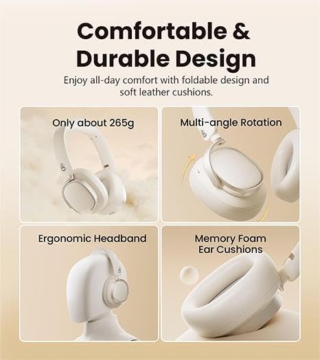 Image of Japan Series Bluetooth 6.0 Wireless Over-Ear Headphones with 400mAh Battery, 20H Playtime, Deep Bass HiFi Stereo, Built-in Mic, 40mm Drivers, Foldable Headset (Brown)