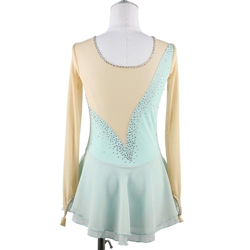 DIJITOO Vestido de patinação artística, fantasia simples de competição de strass, collant de dança d