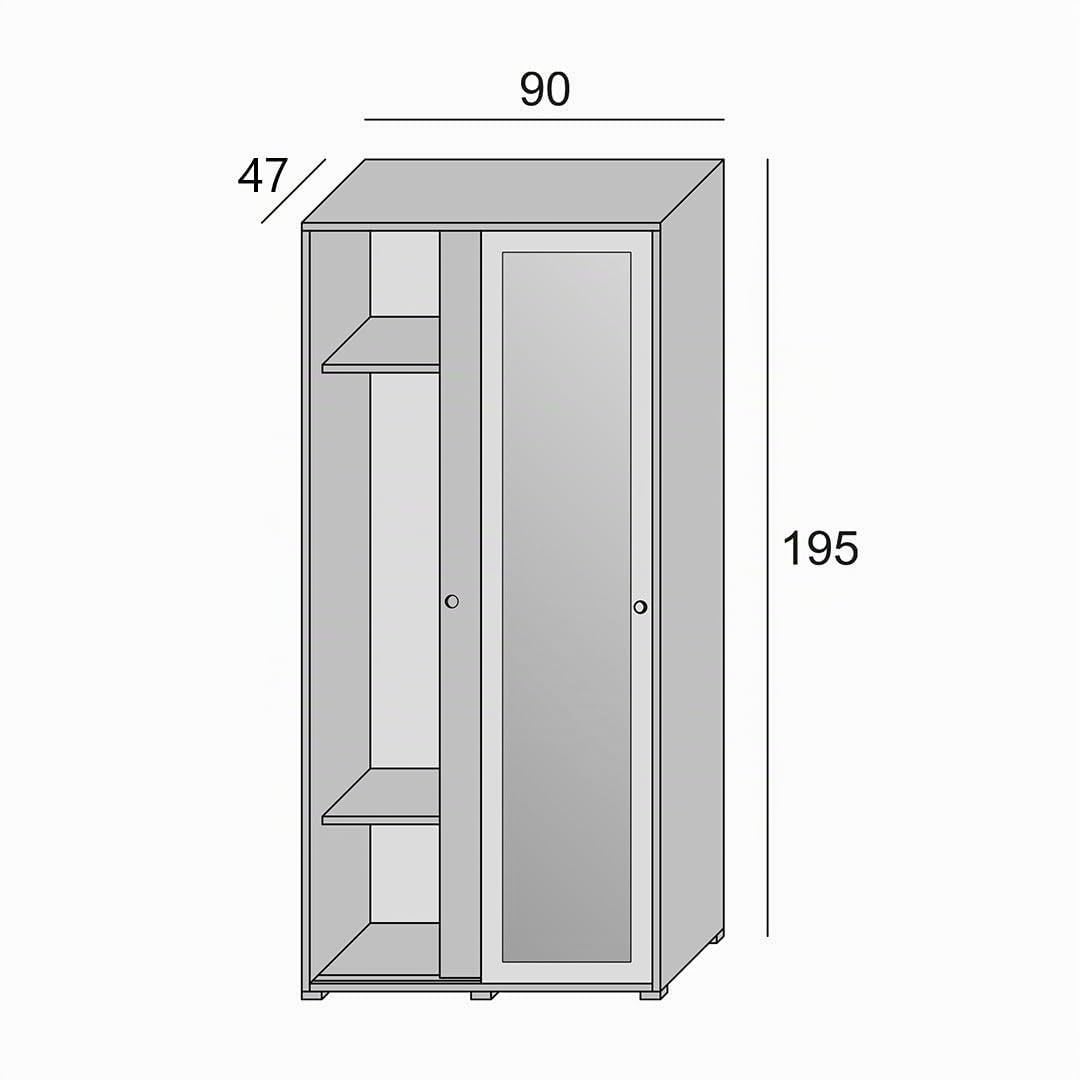 Kiamami Valentina - Armario Multiusos de 90 cm con Puertas correderas y Tubo para Colgar