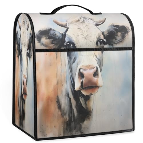 Coffee Maker Cover Watercolor Dairy Cow Kitchen Appliance Covers Small Appliance Covers Blender Cover Juicer Cover Dust Covers for Kitchen Appliances with Top Handle and Pockets,Washable,C406