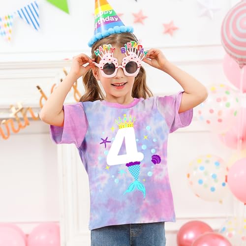 Image of Lovekider Girls Birthday T Shirts Cotton Short Sleeve T-Shirts Tee Party Clothing 3-6 Years