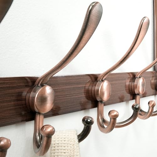 HONSKY Over Door Hook- Rustic,5 Triple Hooks Sturdy Over Door Hanger,Metal Durable Door Towel Rack for Hanging Caot,Clothes,Jacket - Image 2