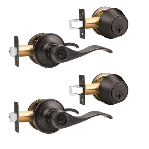 Gobrico Oil Rubbed Bronze Keyed-Alike Door Levers and Single Cylinder