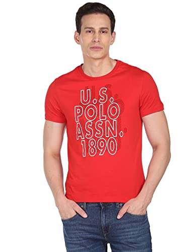 Image of U.S. POLO ASSN. Regular Men's Tshirts (UDTSHS0128 Red S)