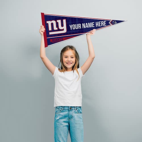 Image of Rico Industries NFL Football New York Giants Personalized - Custom 12 inch x 30 inch Soft Felt Pennant - EZ to Hang