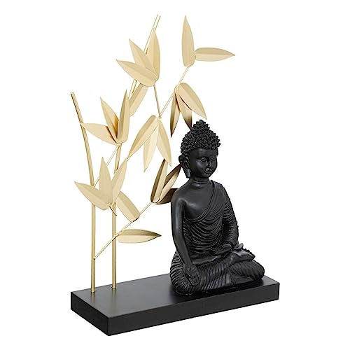 Atmosphera - Déco à Poser Bouddha en Bois et résine H31cm Noir