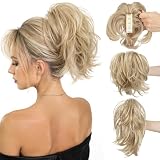 CJL HAIR Claw Clip Short Ponytail Hair Extensions DIY Bendable Metals Messy Bun Hair Piece for Wonen Straight Synthetic Fake Hairpieces Dirty Blonde