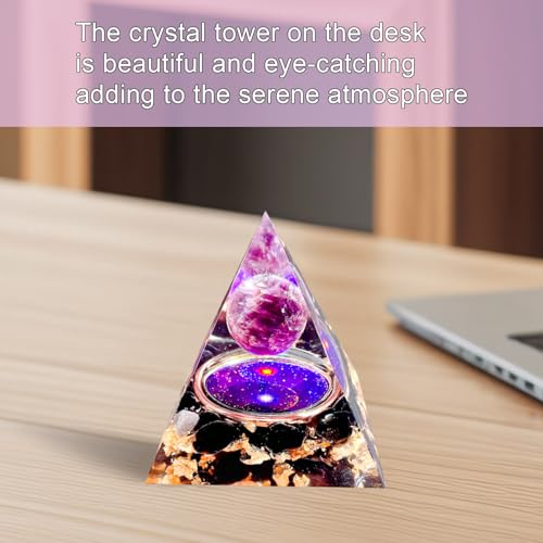 Pyramide de cristal d'orgonite obsidienne naturelle et améthyste pour traiter le stress