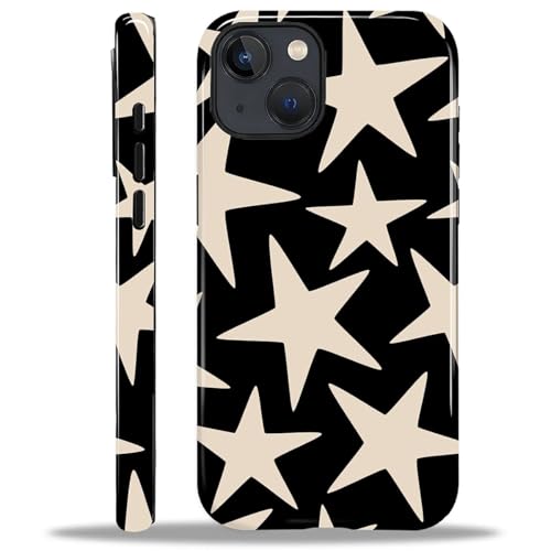 ilikediy for iPhone 13/iPhone 14 Case,HL2 Cute Cool Star Black Hybrid 2 Layer Hard Shell Silicone Protective Pattern Design Case