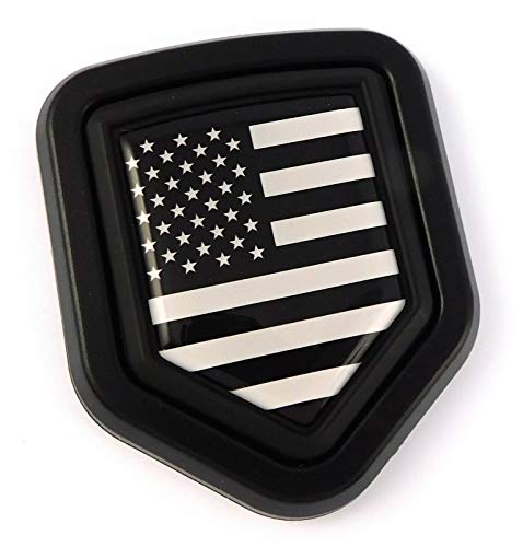 Image of USA Black flag car truck black Shield Grill Badge black grille mount emblem 2.6 inch x 3.1 inch