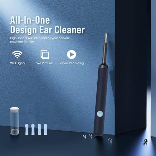 Image of Ear Wax Removal - Earwax Remover Tool with 7 Pcs Ear Set - Ear Cleaner with Camera - Earwax Removal Kit with Light - Ear Camera with 4 Ear Spoon - Ear Cleaner for iOS & Android