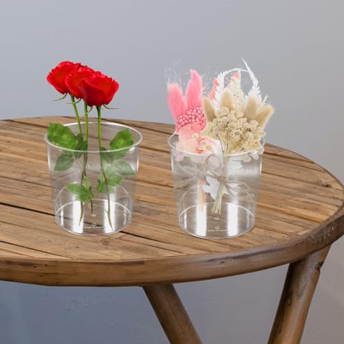 MAGICLULU Transparent Anti-fall Flower Vase Small Container for Flower Arranging and Decorative Plants Multifunctional Storage Bucket for Home and Office - Image 4