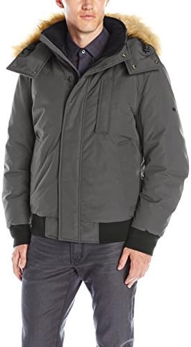 Marc New York by Andrew Marc Men's Bristol Down Bomber Jacket with Removable Faux Fur Trimmed Hood