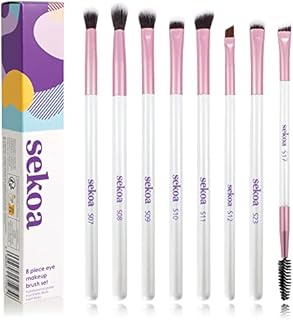 Amazon Brand - Sekoa 8 Piece Eye Makeup Brushes Set - Essential Set of Eyeshadow Make up Brushes Set.