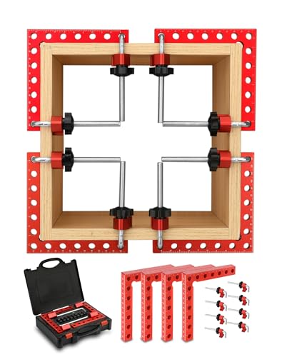 JTWKING Corner Clamps for Woodworking 90 Degree Clamps for Positioning Right Angle 4pcs Aluminum Alloy Position Squares Clamping wood tools for Frame Box Drawer Cabinets DIY Men Dad Ideal Gift