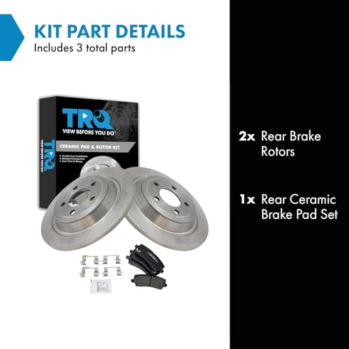 Image of TRQ Rear Brake Pad and Rotor Set Ceramic Compatible with 2018 Ford Mustang