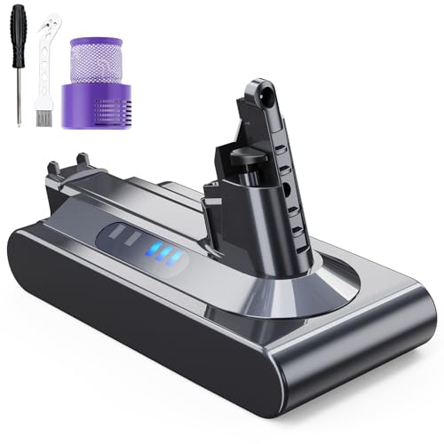 6000mAh Batterie pour Dyson V10 SV12 Remplacement Batterie pour Dyson Animal Absolute Motorhead Fluffy Aspirateur sans Fil avec 1 Filtres + 1 Tournevis