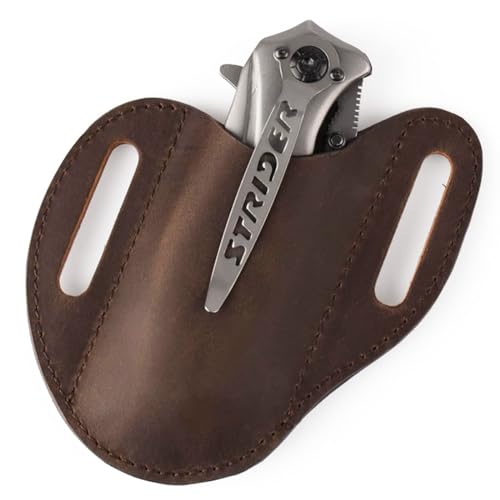 MUZZIOU Handmade Leather Pocket Knife Sheath, Folding Knife Sheath Compact Draw Knife Holster Inner Diameter Length 4.9” for Folding Knife Tool