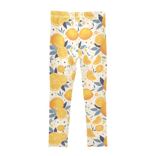 KLL Citrus Floral Colorful Lemons Little Girls Active Leggings Stretchy Full Length Leg Yoga Pants Exercise2